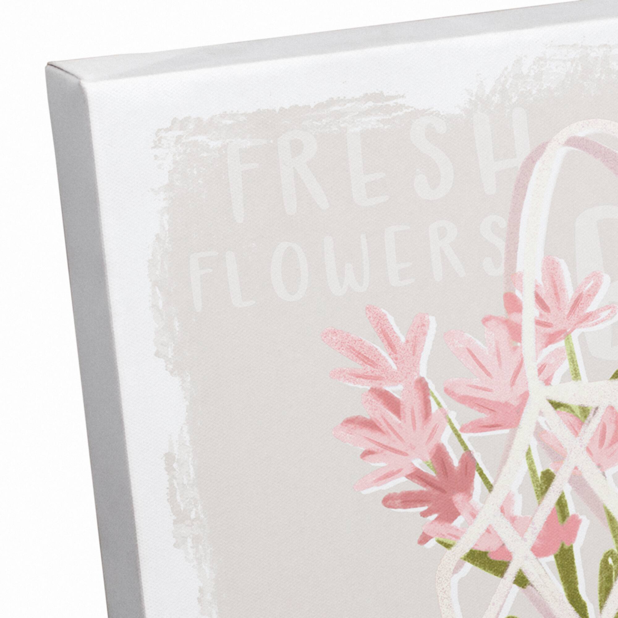 Floral Market Tote 12" x 12" Canvas Wall Art